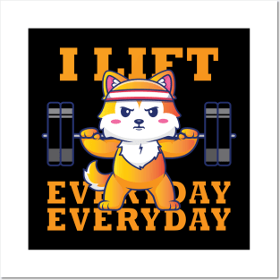 I Lift Everyday Cute Fox Gym Motivation | Limited Edition Posters and Art